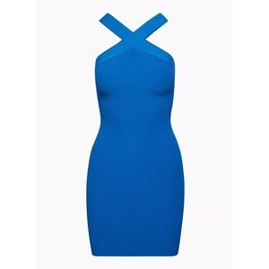Aritzia Blue Babaton Sculpt Knit Criss Cross Dress